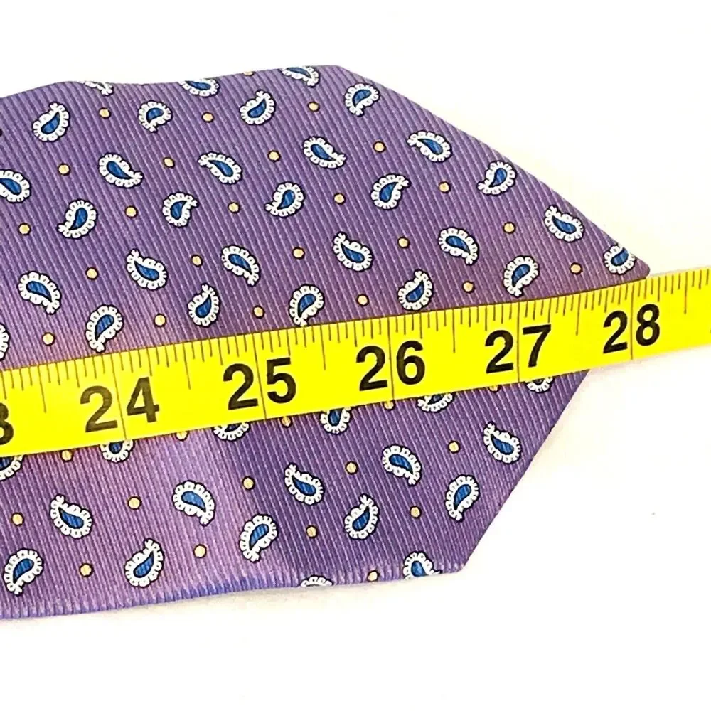 Meeting Street Tie Repp Weave Lavender Purple Paisley Dot Handmade Silk Summery